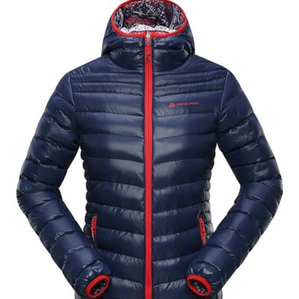 Indigo hooded puffer coat